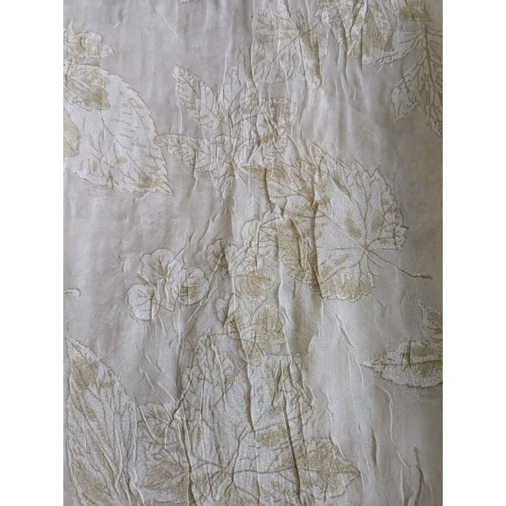 Vintage Croscill Sheer Curtain Panel Pair 84 x 45 Ivory & Gold Leaves Rod Pocket